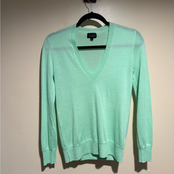 J.CREW 100% Italian Cashmere Boyfriend V-Neck Sweater seafoam green - Picture 5 of 7